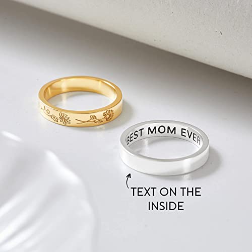 Birth Month Flowers Ring, Family Floral Ring