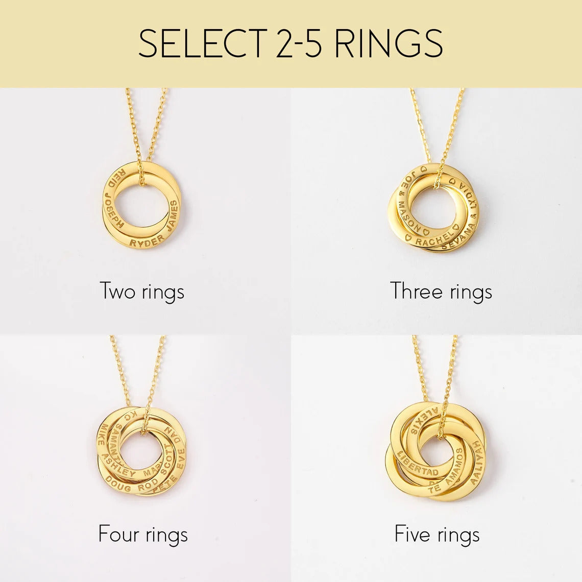 Family Russian Ring Necklace
